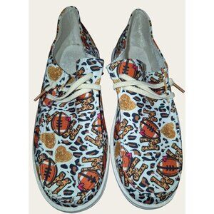 Womens Leopard Football Patterned Lace-Up Casual Shoes 8.5 •SH